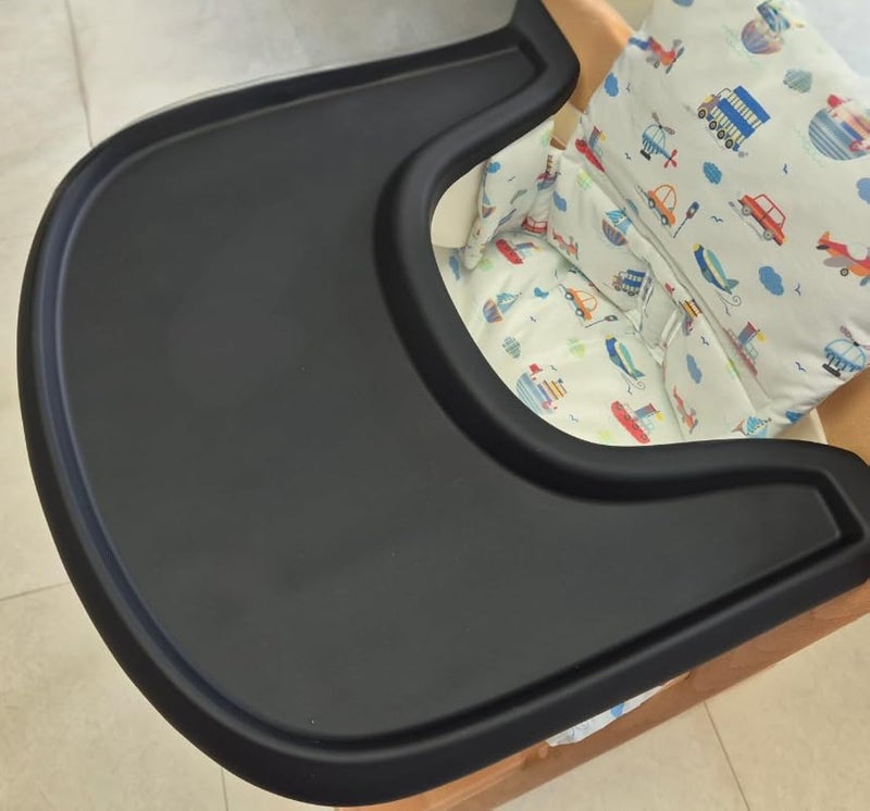 Gembebe Full Coverage Stokke Tripp Trapp High Chair Placemat | Silicone High Chair Placemat | Lightweight | Dishwasher Safe| Easy to Clean (Black) - Image 1